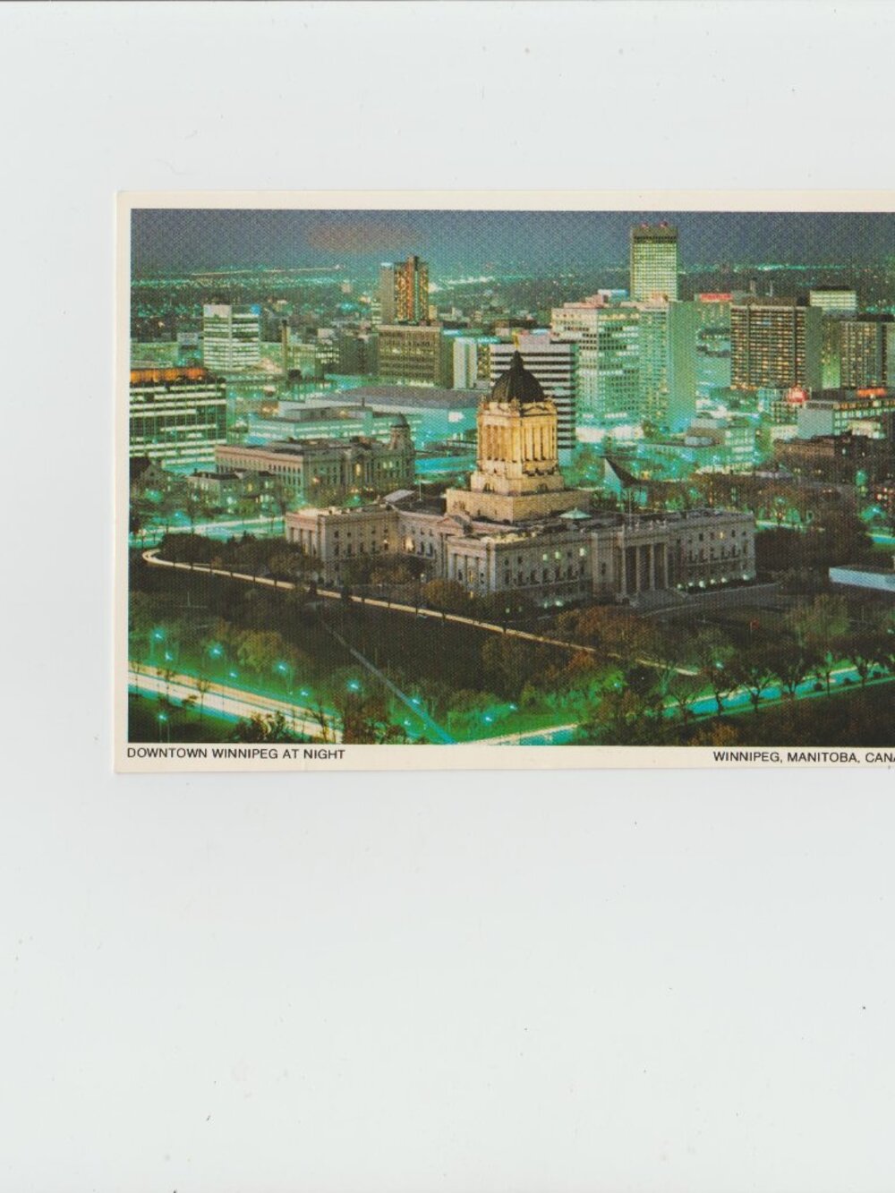 Down Town Winnipeg At Night Postcard
